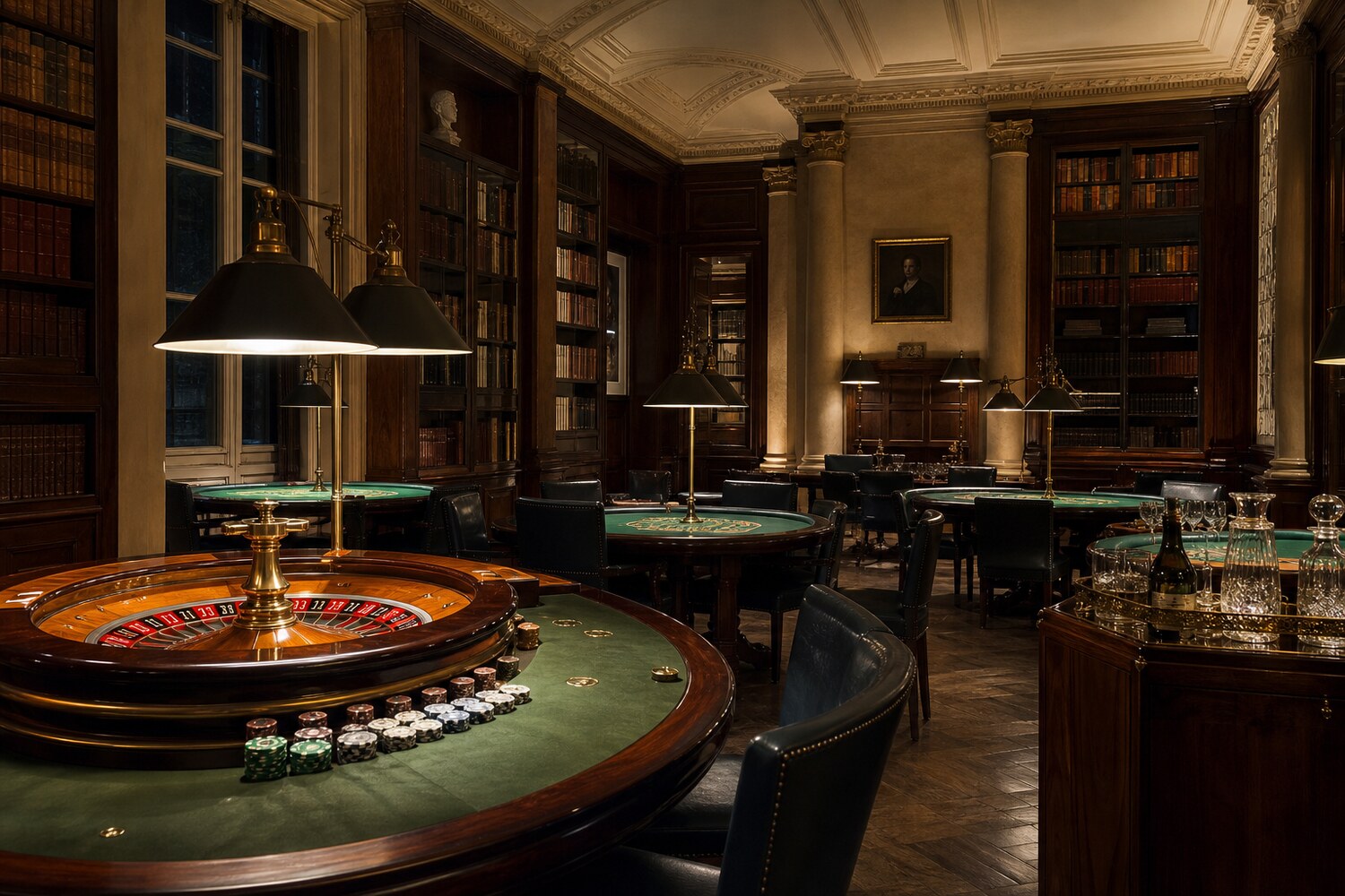Card and roulette tables in the Casino Reading Room